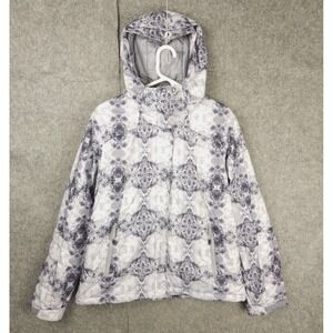 Columbia Snow Gem Jacket Women's Large Gray Abstract AOP Omni Heat Puffer